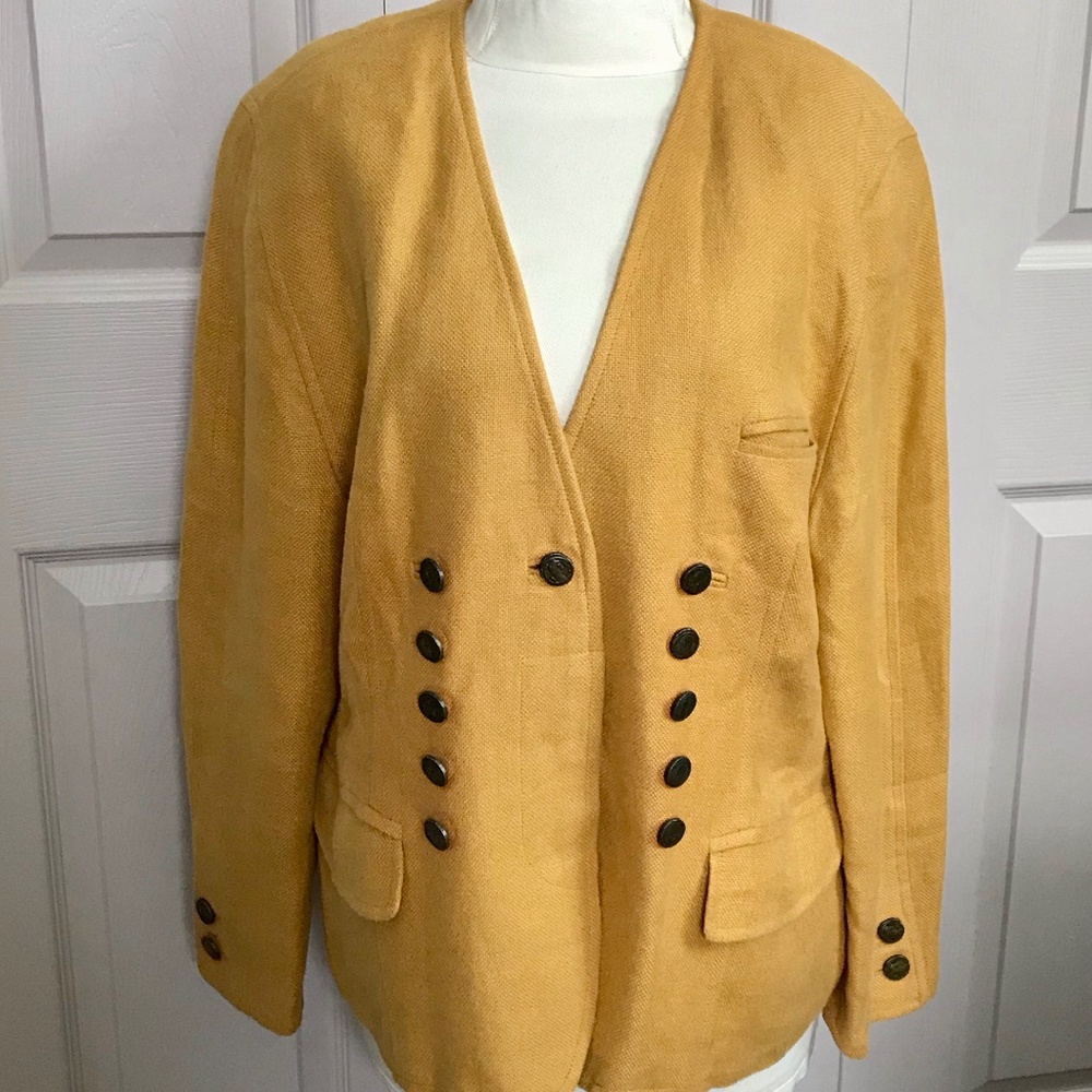 Oktoberfest Dirndl Vintage Mustard Yellow Double-Breasted Blazer
